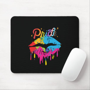 Pride Rainbow Lips LGBTQ Dripping Lips Mouse Pad