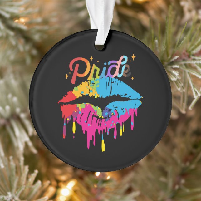 Pride Rainbow Lips | LGBTQ | Dripping Lips Ornament (Tree)