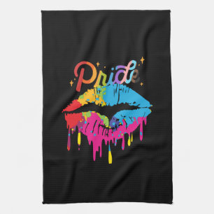 Pride Rainbow Lips LGBTQ Dripping Lips Tea Towel