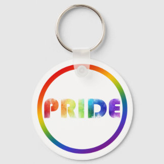 Pride Rainbow Metal Circle Keychain, 2" Key Ring