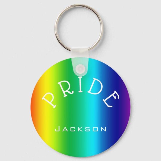 PRIDE Rainbow Multicolors Personalised  Key Ring (Front)