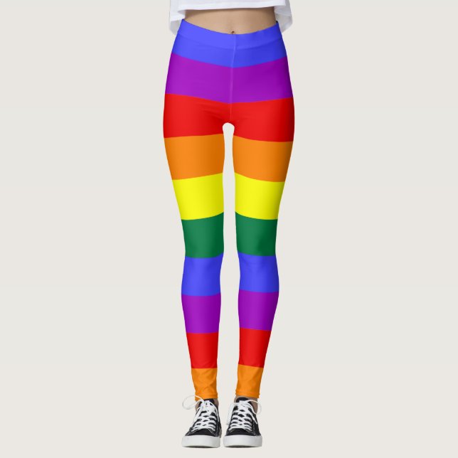 Pride rainbow print cool Leggings (Front)