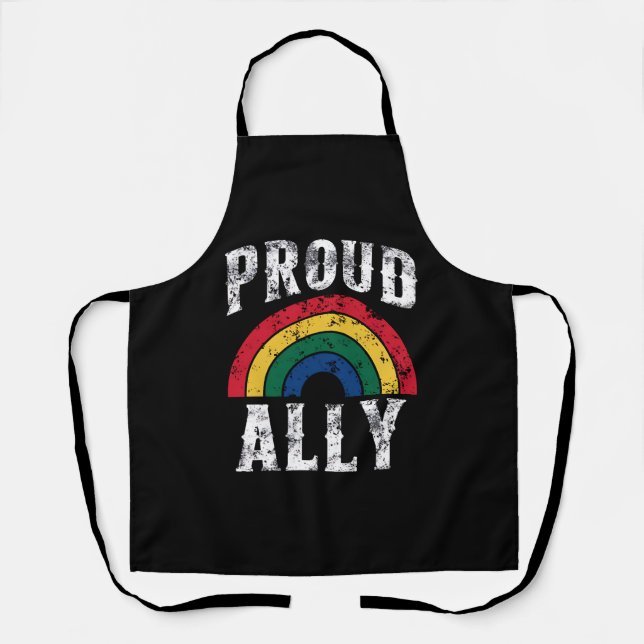 Pride Rainbow Proud Ally Lesbian Pride Vintage Apron (Front)