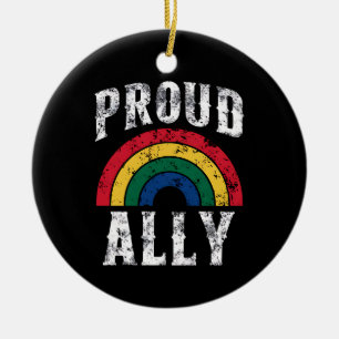 Pride Rainbow Proud Ally Lesbian Pride Vintage Ceramic Ornament