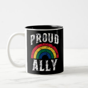 Pride Rainbow Proud Ally Lesbian Pride Vintage Two-Tone Coffee Mug