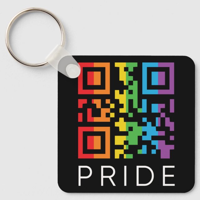 Pride Rainbow QR Code LGBTQIA+ Key Ring (Front)