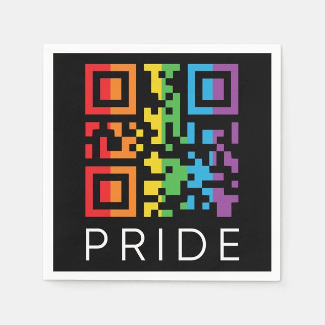 Pride Rainbow QR Code LGBTQIA+ Napkin (Front)