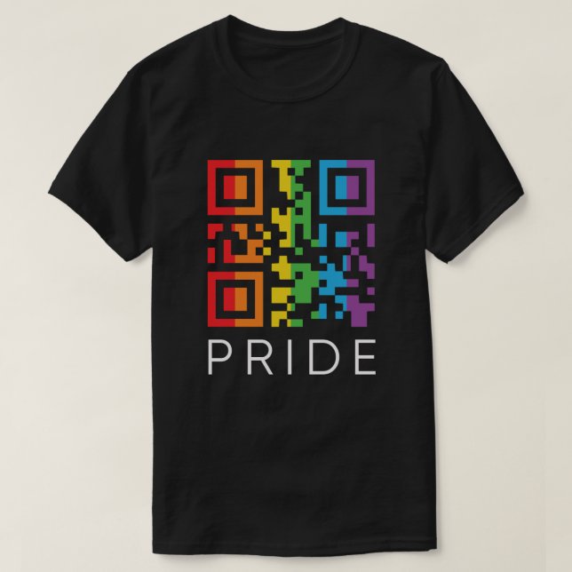 Pride Rainbow QR Code LGBTQIA+ T-Shirt (Design Front)