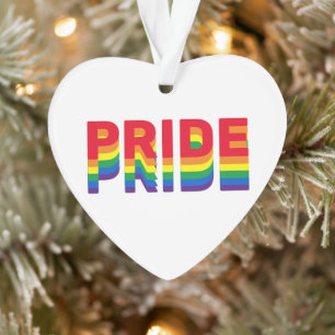 Pride rainbow retro colours gay lgbtq heart ornament
