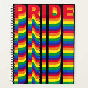 Pride rainbow retro modern typography black planner