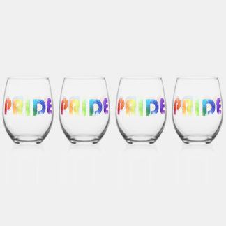 Pride Rainbow Stemless Wine Glass