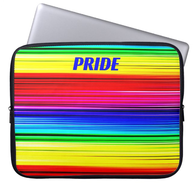 PRIDE Rainbow Stipes Colourful Trendy Chic Laptop Sleeve (Front)