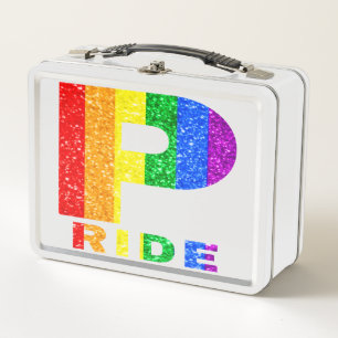 PRIDE RAINBOW TEXT METAL LUNCH BOX