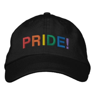 Pride rainbow typography modern  embroidered hat