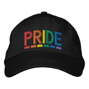 Pride rainbow typography modern embroidered hat