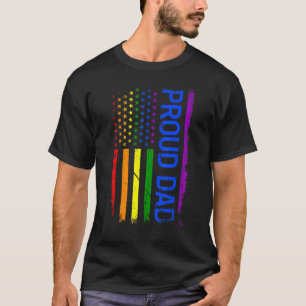Pride Rainbow US Flag Pride Month LGBT Lesbian Gay T-Shirt