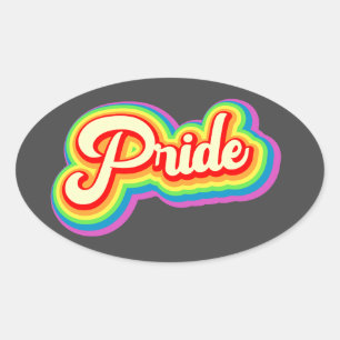 Pride Rainbow Vintage Lettering Oval Sticker