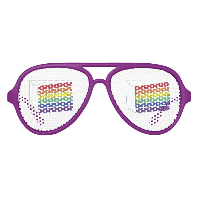 Pride Rainbow Wedding Cake Slice Party Favours Aviator Sunglasses (Front)