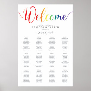 Pride Rainbow Wedding Seating Chart 12 Tables