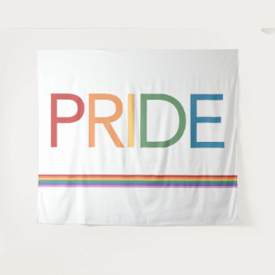 PRIDE Rainbow White Tapestry