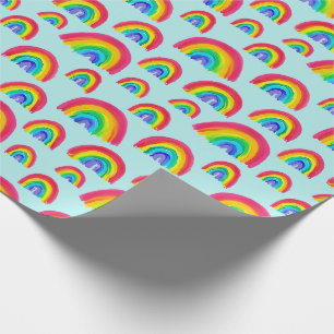 Pride Rainbows Handpainted Light Blue Wrapping Paper