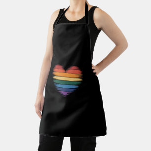 Pride Rainbows Heart Print LGBT Gay Pride  Apron