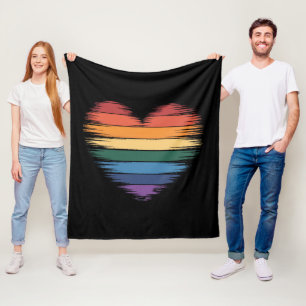 Pride Rainbows Heart Print LGBT Gay Pride Fleece Blanket