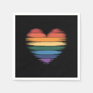 Pride Rainbows Heart Print LGBT Gay Pride  Napkin