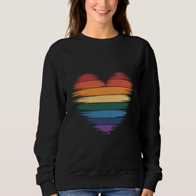 Pride Rainbows Heart Print LGBT Gay Pride  Sweatshirt (Front)