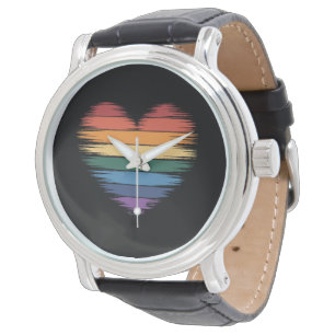 Pride Rainbows Heart Print LGBT Gay Pride Watch