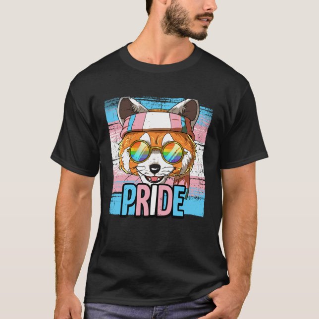 Pride Red Panda LGBTQ Transgender Flag Pride Month T-Shirt (Front)