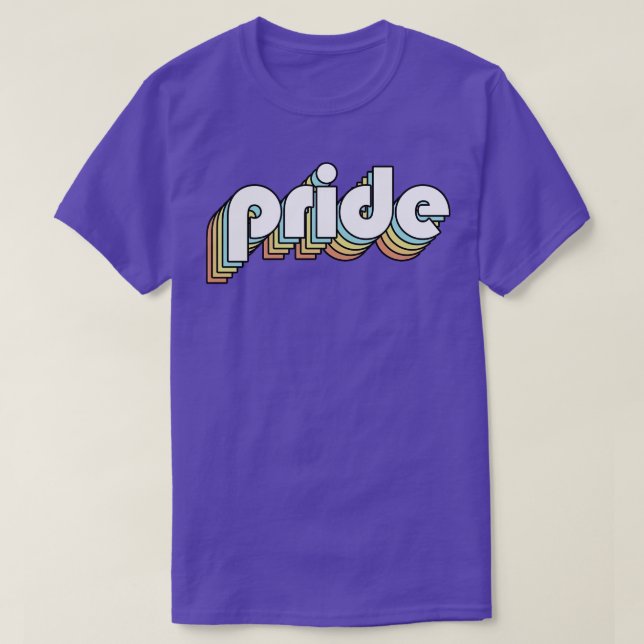 Pride Retro Rainbow Typography Faded Style T-Shirt (Design Front)