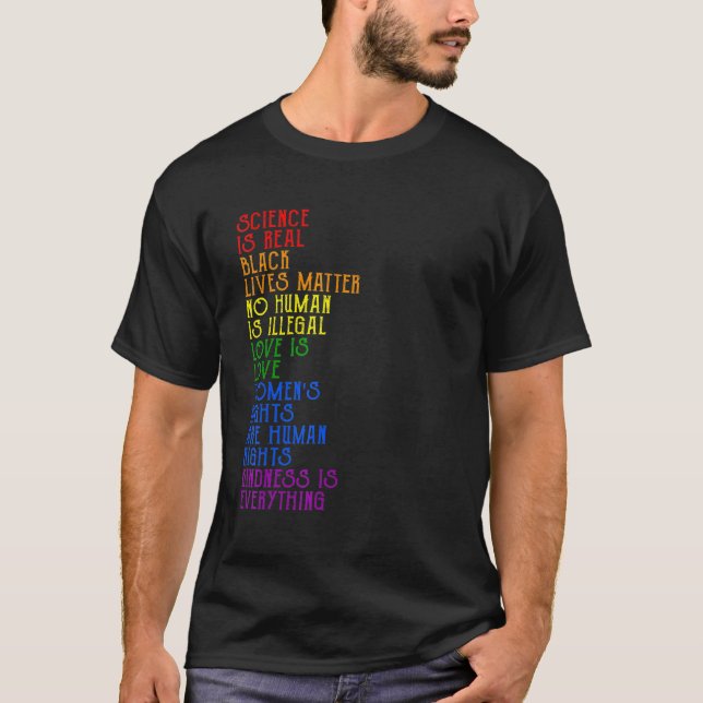 Pride Science Is Real BLM Love Is Love  LGBT Les G T-Shirt (Front)