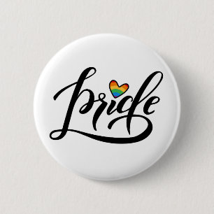 Pride Script Heart 6 Cm Round Badge