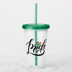 Pride Script Heart Acrylic Tumbler