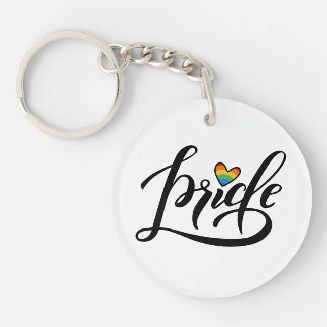 Pride Script Heart Key Ring (Front)