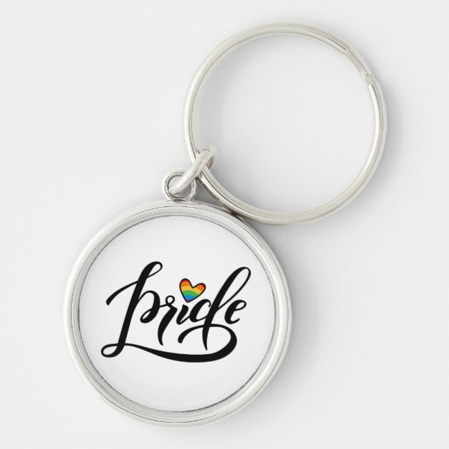Pride Script Heart Key Ring (Front)