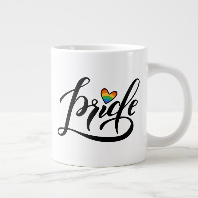 Pride Script Heart Large Coffee Mug (Right)