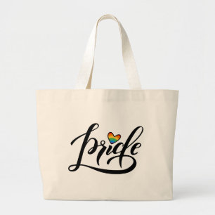 Pride Script Heart Large Tote Bag