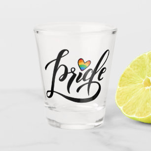 Pride Script Heart Shot Glass