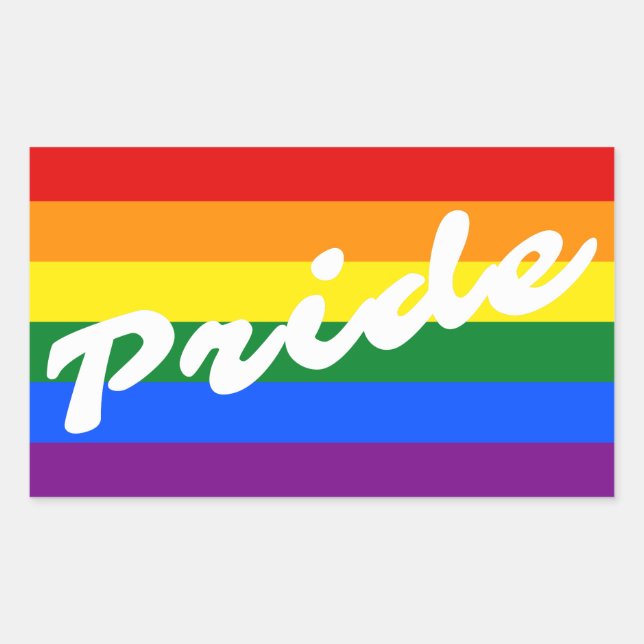 Pride Script Logo LGBT Gay Pride Rainbow Flag Rectangular Sticker (Front)