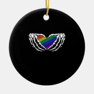 Pride - Skeleton Hands Holding Heart Classic Ceramic Ornament