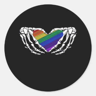 Pride - Skeleton Hands Holding Heart Classic Classic Round Sticker