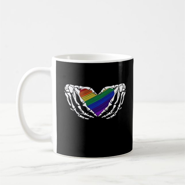 Pride - Skeleton Hands Holding Heart Classic Coffee Mug (Left)