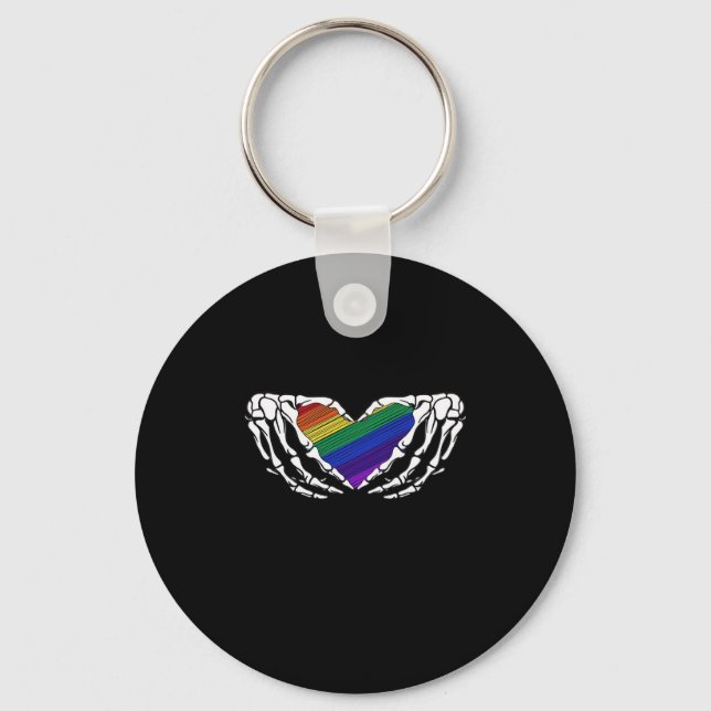 Pride - Skeleton Hands Holding Heart Classic Key Ring (Front)