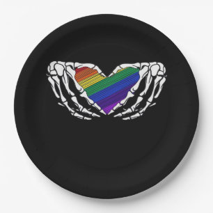 Pride - Skeleton Hands Holding Heart Classic Paper Plate