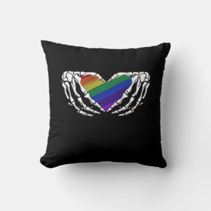 Pride Skeleton Hands Holding Heart Inclusive Cushion