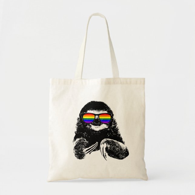 Pride Sloth LGBTQ Flag Sunglasses Tote Bag (Front)