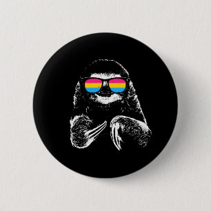 Pride Sloth Pansexual Flag Sunglasses 6 Cm Round Badge