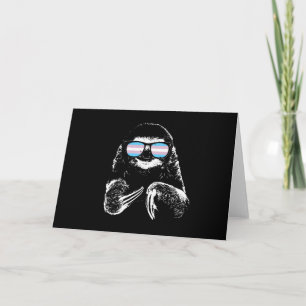 Pride Sloth Transgender Flag Sunglasses Card